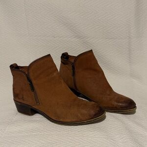 Lucky Brand Brown Leather Ankle Booties Size 12